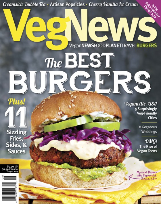 La revue VegNews qui a célébré les végéburgers!