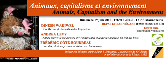 Animaux, capitalisme et environnement - bannière